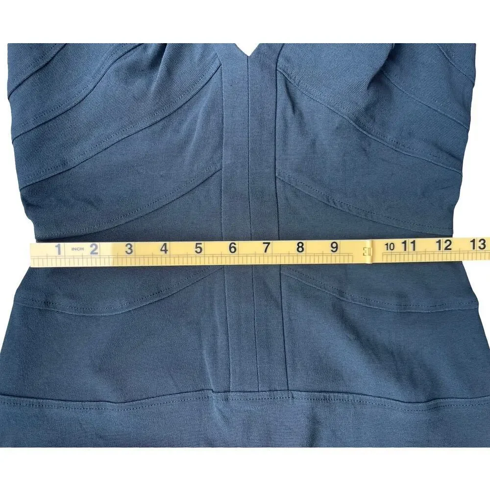 Bianca Nero Black Bandage Bodycon V Neck Stretch Slimming Dress - Small est. - Picture 8 of 12